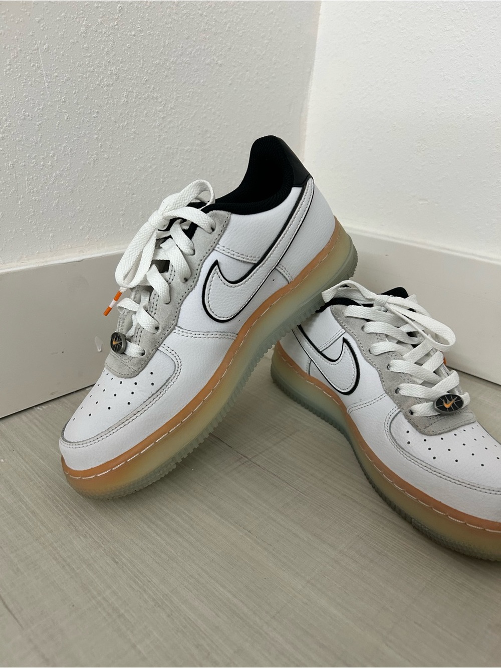 Nike White Low-Top Sneakers with Gum and Black Accents